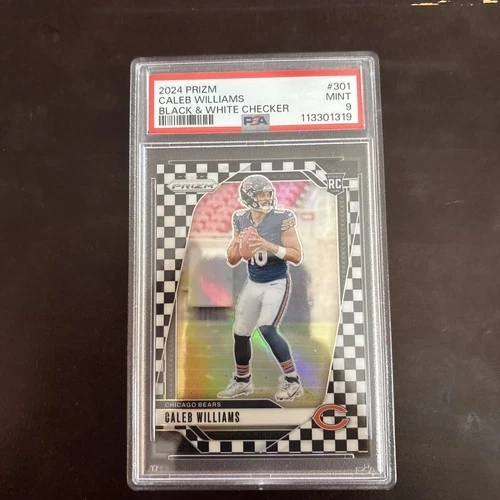 2024 PANINI PRIZM BLACK & WHITE CHECKER #301 CALEB WILLIAMS ROOKIE RC PSA 9 -SSP