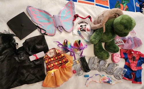 Lote de ropa y zapatos Build a Bear más mochila tortuga con caparazón BAB Workshop