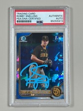 Robby Snelling Signed 2022 Bowman Draft Chrome Sapphire Card #BDC-82 PSA COA 1st