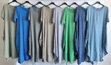 Brand New Ladies Italian Lagenlook Stripe Cotton Summer Long Dress