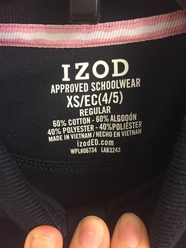 NWT - Girl's IZOD Blue Short Sleeve Polo Shirt, School Uniform, Size XS - Picture 11 of 12