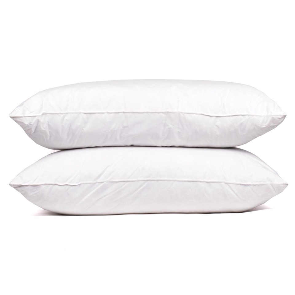 Set of 2 100 Goose Down and Feather Pillow Queen Size Premium Bed