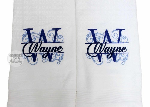 Personalised Monogrammed Bath Towel - Single or Set - Iniatial Name Scrolls - 第 6/15 張圖片