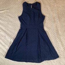 BCBGeneration Dress Womens 4 Short Mini Navy Blue Geometric Lace Fit & Flare