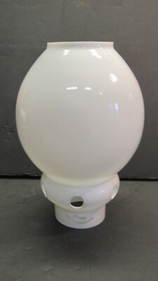 Antique Oil/Kerosene Milk Glass Pierced Vented Lamp Chimney Shade Czech  Signed