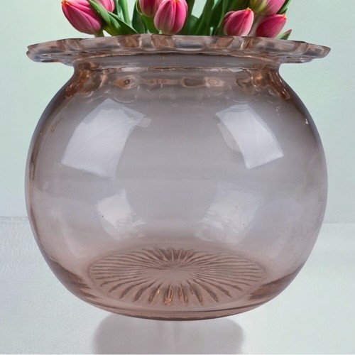 Vintage Old Colony Blush Pink Depression Glass Vase