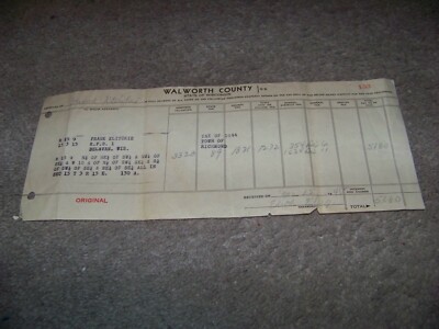 1945 WALWORTH COUNTY Wisconsin DELAVAN Richmond FRANK KLITZKIE