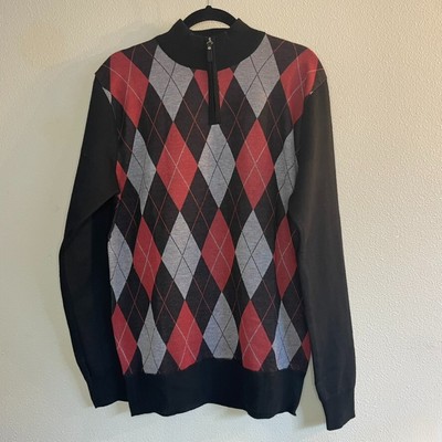 Studio by Omegia mens S argyle sweater multicolor Long Sleeve collared
