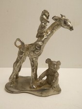 VINTAGE CAST PEWTER METAL GIRAFFE KOALA BIRD STATUE FIGURINE CANADA ETAIN ZINN