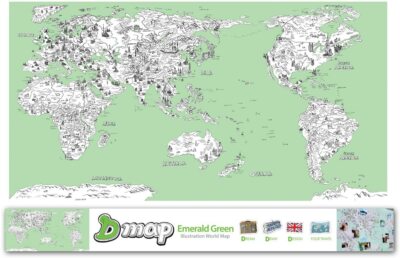 Illustration World Map DIY Coloring Decoration Map green, Stickers, Geography 