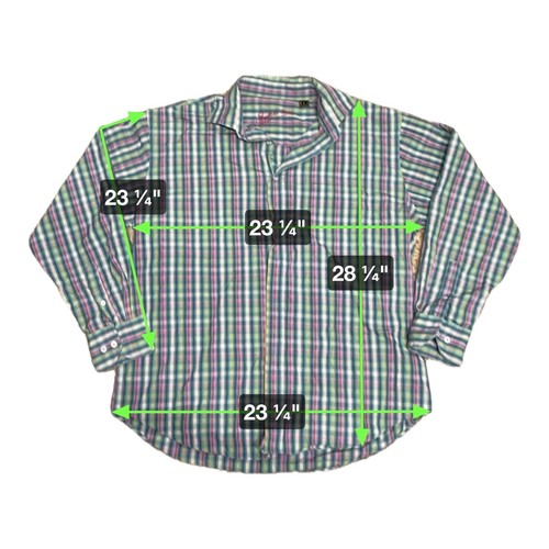 Bugatchi Uomo Men Shirt Large Size Pink Green Blue Plaid Long Sleeve Button Up - 第 5/6 張圖片