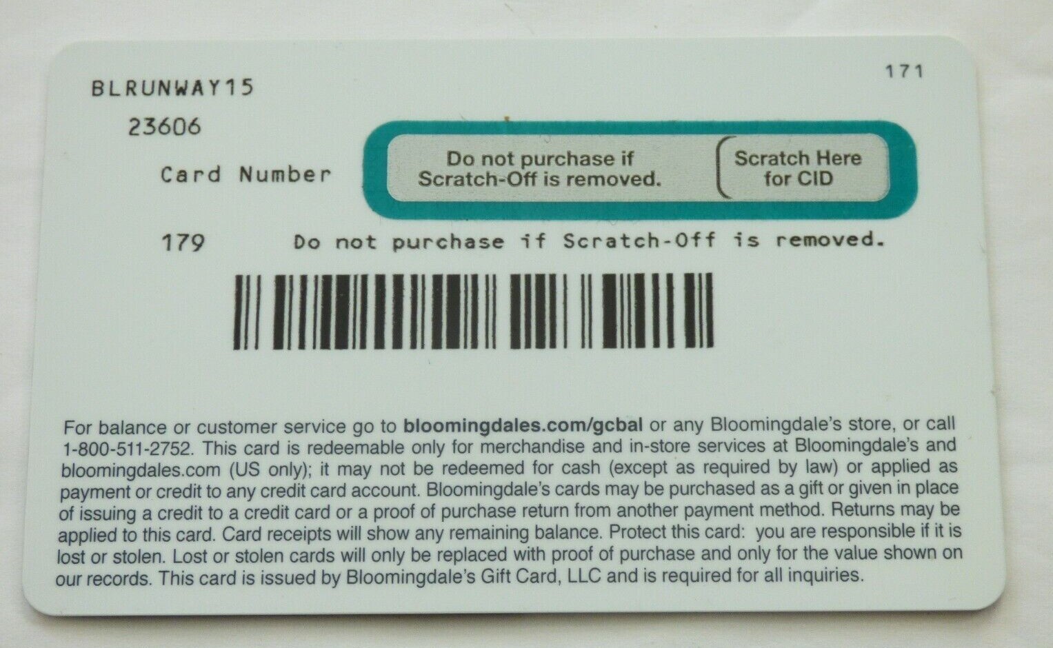 Bloomingdale's Gift Card Runway Fashion, Retail Collectible No