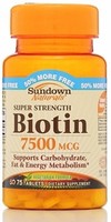 Sundown Naturals Super Strength Biotin-7500mcg 75 Tablets 1/18+ Sundown Naturals Super Strength Biotin-7500mcg 75 Tablets 1/18+