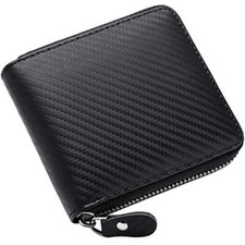 Men's Leather Zipper Wallet RFID Blocking Zip Around Wallet Bifold Multi Card