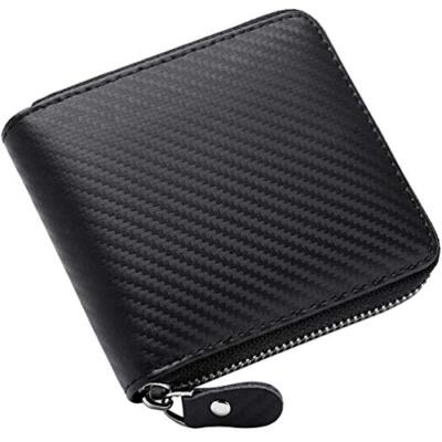 Men's Leather Zipper Wallet RFID Blocking Zip Around Wallet Bifold Multi Card