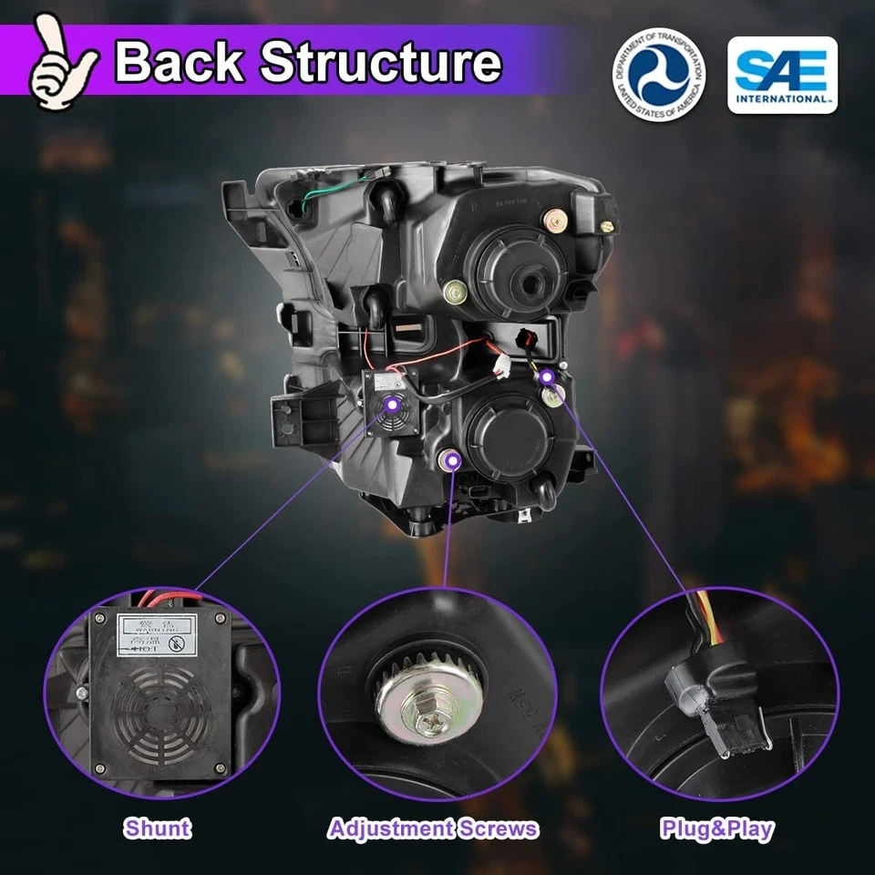 Par de faros negros para Ford F-150 F150 2015 2016 2017 proyector luces LED DRL Foto 3 de 4