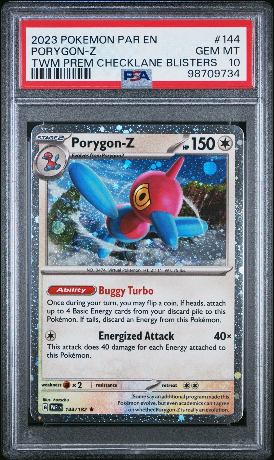 Pokemon PSA 10 Porygon-Z 144/182 Cosmos Holo Twilight Masquerade Blister Card