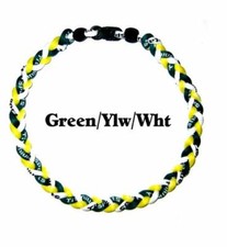3 Rope Tornado Braided Baseball Softball Necklace 18" 20" Green Yellow White