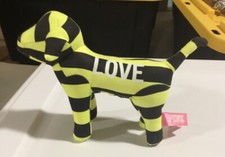 VICTORIA S SECRET PINK BLACK NEON YELLOW STRIPED PRINTED DOG NEW WITHOUT TAGS