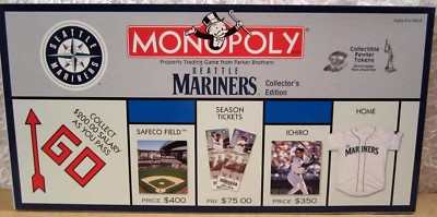 Seattle Mariners Collector Edition Monopoly Baseball Board Game + 6 Pewter Token
