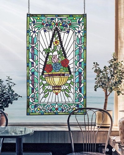 34 5 X Victorian Bounty Of Flowers Tiffany Style Stained Glass Window Panel Ebay