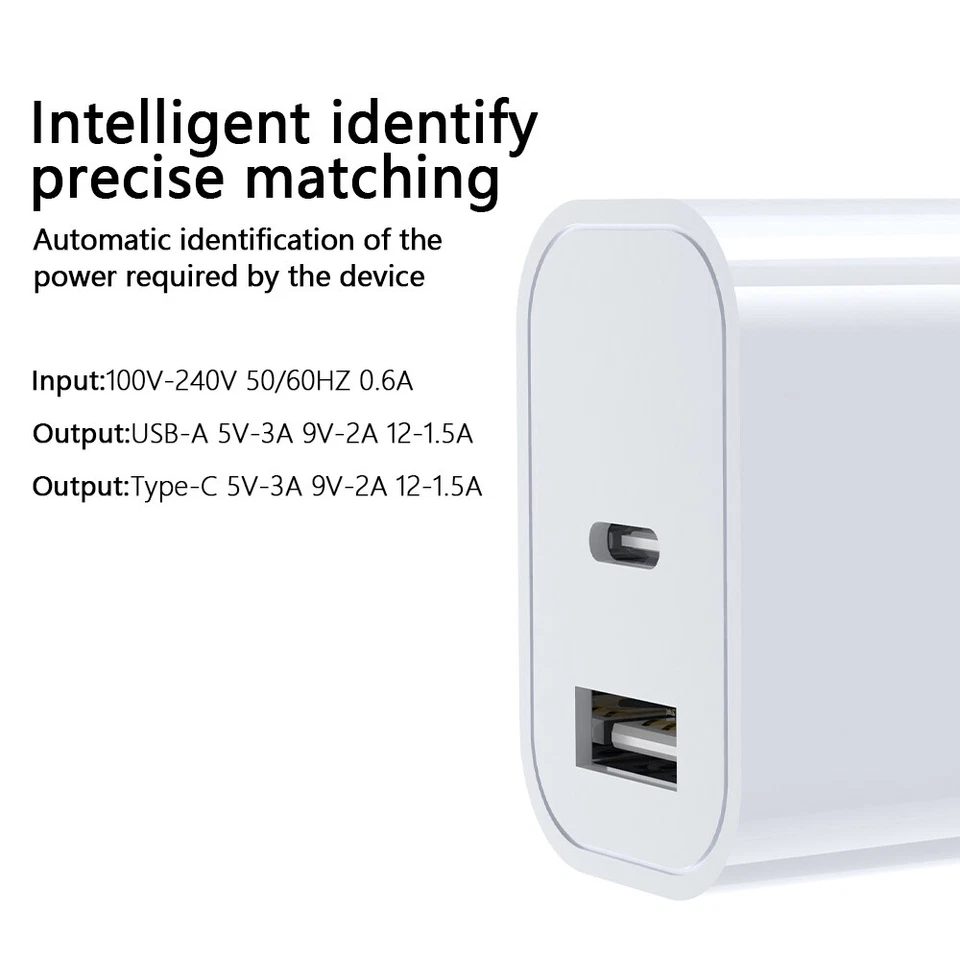 For iPhone 11/12/13/14 Pro Max XR 8 Fast Charger 20W PD Cable Cord Power Adapter - Image 2 of 4