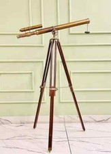 64" Floor Standing Brass Harbor Master Telescope Nautical w/Tripod Stand Design