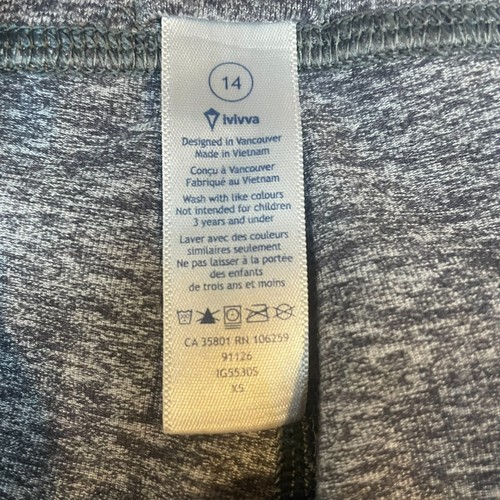 Ivivva by Lululemon Leggings Girls 14 Gray Gym Workout Athleisure Yoga Athletic - Picture 3 of 13