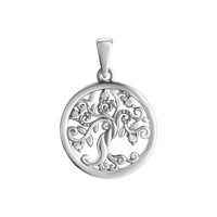 AnhäNger 925 Sterling Silber Glanz Rhodiniert Motiv Lebensbaum Zirkonia Weiß V