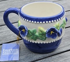 NEW BURTON BURTON Coffee Mug 3D Violet Blue Green Gift 3.5"Hx5"W