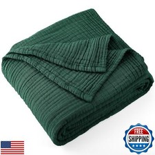 Carriediosa 100 Cotton Muslin Throw Blanket 90" X 90" Queen Size 4-Layers Su