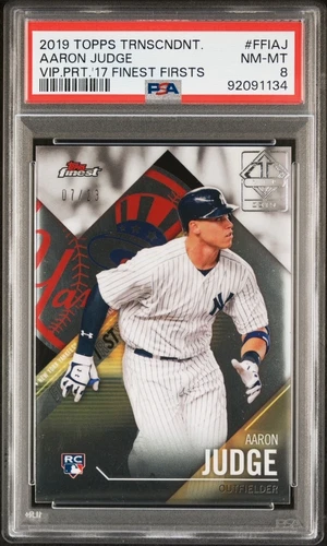 2019 Topps Transcendent VIP Party Aaron Judge 07/23 2017 Finest Rookie PSA 8