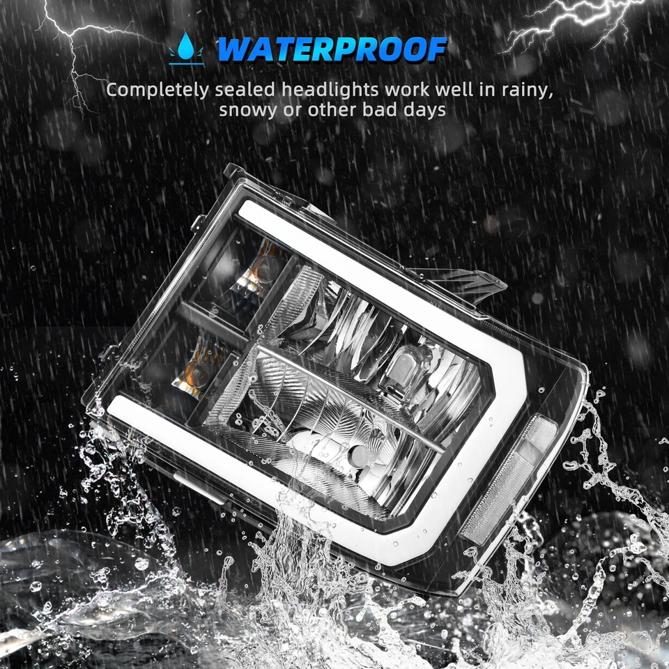 LED DRL Factory Headlights For 2007-2013 GMC Sierra 1500 2500HD 3500HD HeadLamps Foto 2 de 4