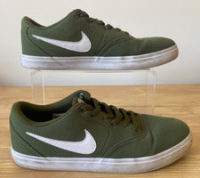 Nike SB Check Solarsoft Olive Green Canvas Skateboarding Trainers EU 43 UK  8.5