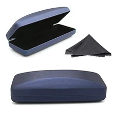 Hard Shell Eyeglass Case- Glass Case With Cleaning Cloth, Glasses Navy Blue