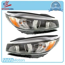Fits 2016 2017 2018 Kia Sorento Headlight Halogen w/ LED Light Bar Set 2pcs Pair