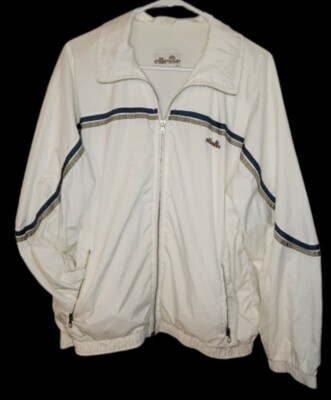 Vintage Mens White ELESSE, ITALY  Windbreaker Jacket Warm-Up Full Zip Size M-L 