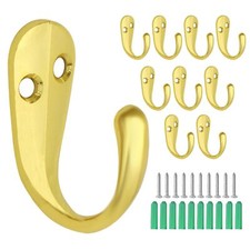 10 Pcs Heavy Duty Wall Mounted Coat Hooks - Zinc Alloy Single Prong Hangers f...