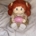 Vintage 1983 Cabbage Patch Doll Pink Piggy Bank Plastic red Hair