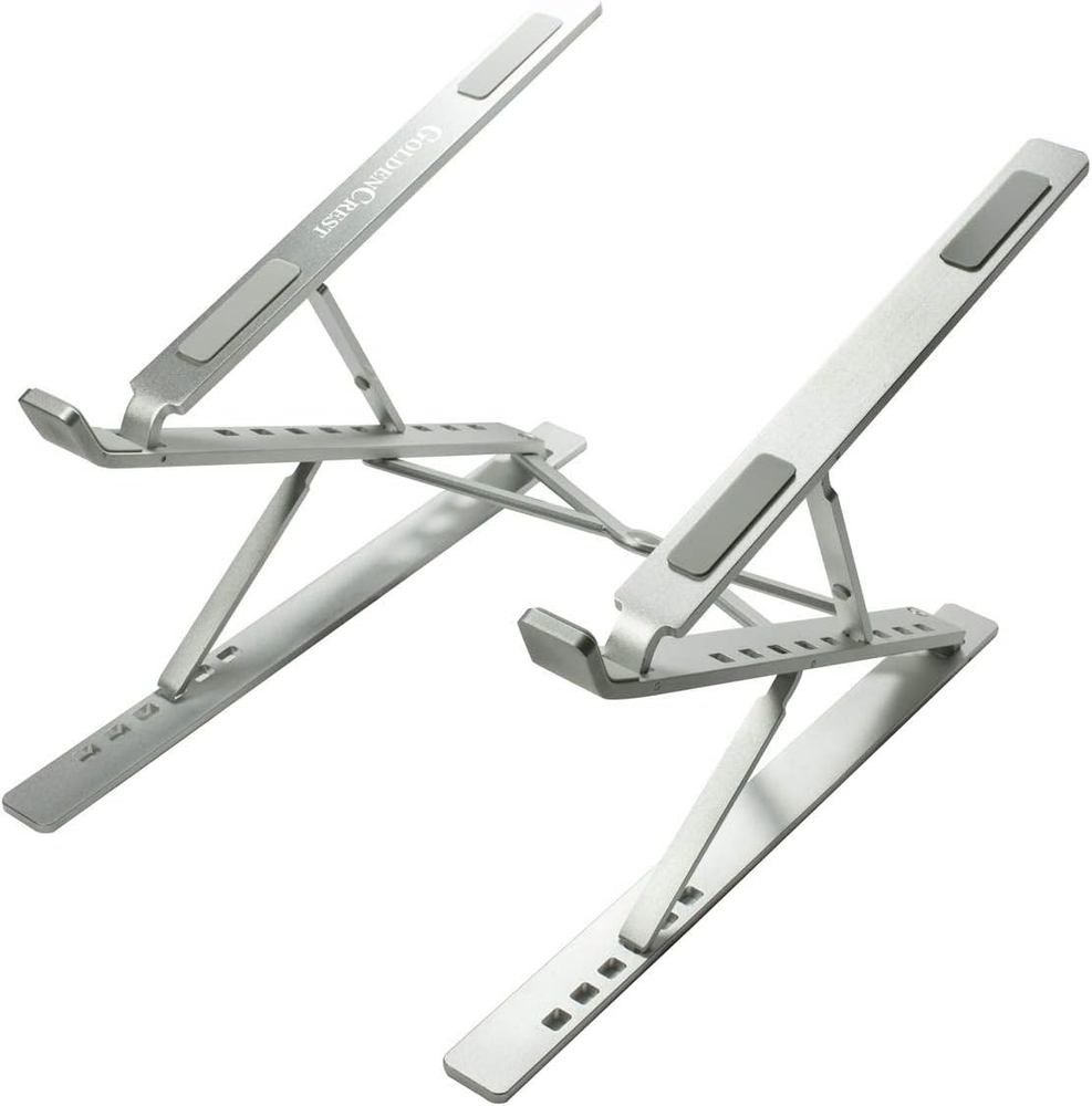 Aluminum Ergonomic Laptop Stand for Desk - Slim Adjustable Foldable Riser Holder