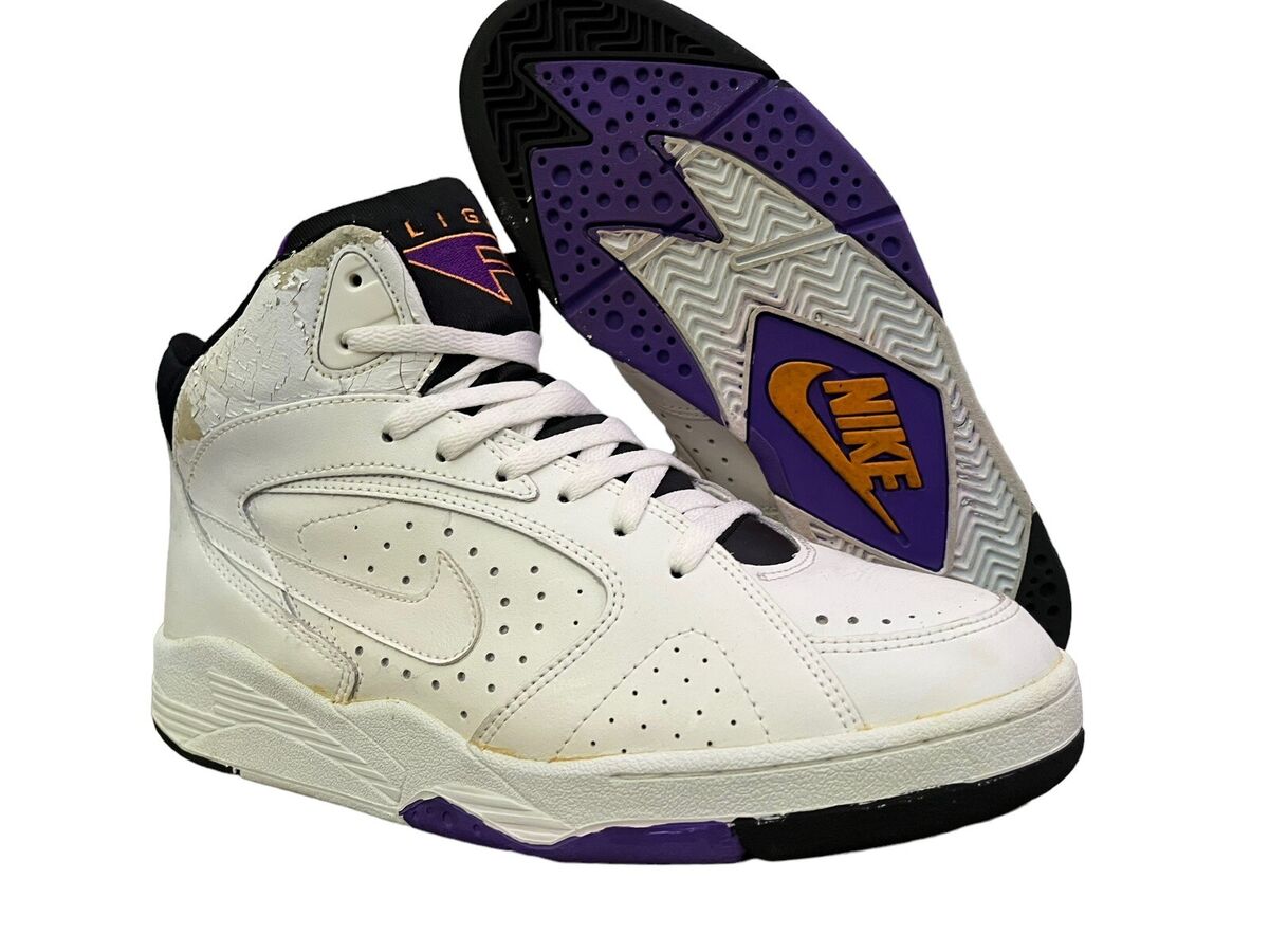 RARE Vintage Nike Air Sonic Flight High 1993 White Purple RARE Vintage Nike Air Sonic Flight High 1993 White Purple