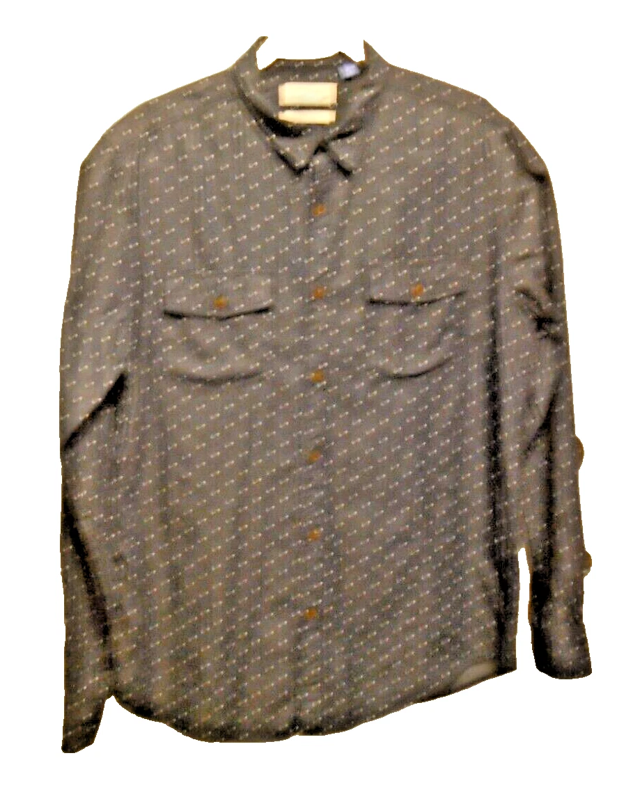 Denim & Flowers Men’s L Blue Denim Long Sleeve Slim Fit Button Front Shirt