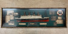 Titanic 1912 3D Shadow Box / Glass Display Case - Ship Memorabilia.  41.5&rdquo; x 13&rdquo;