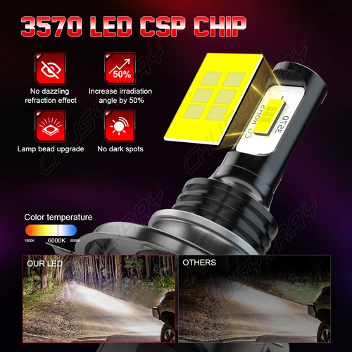 9003 H4 High/Low Beam + 9145 Fog Light Bulbs Combo Headlight Kit 4PC 6000K - Picture 7 of 14