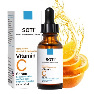 Vitamin C Face Serum with Hyaluronic Acid, Alpha Arbutin and Vitamin E, Anti ...