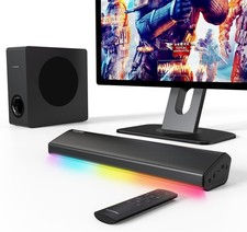 RGB Gaming Soundbar Subwoofer 2.1 Channel 80W Bluetooth HDMI Optical AUX USB