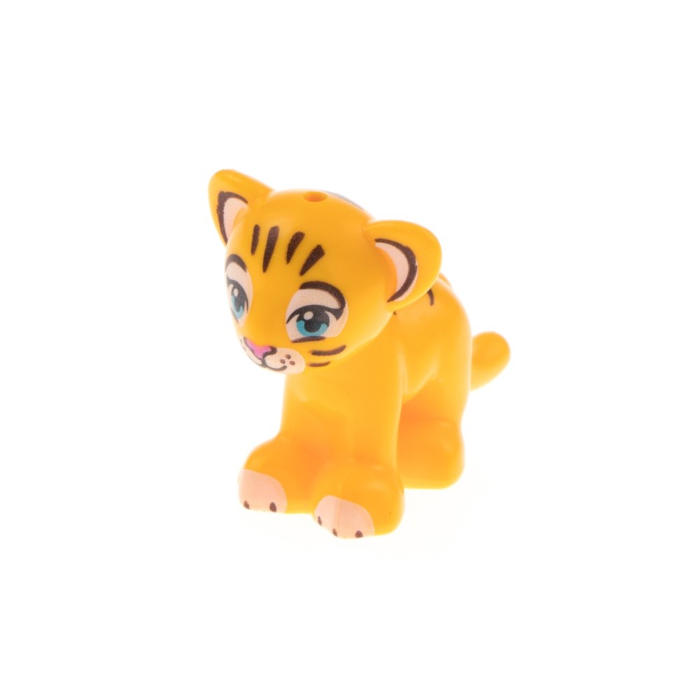 1X Lego Animal Lion Tiger Baby Light Orange Blue Eyes White Snout 14734PB03