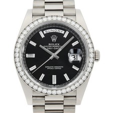 ROLEX Day Date 40 Bezel Diamond 10P Baguette Diamond 228349RBR black Random ...