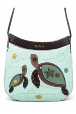 NWOT Chala Sea Turtle Blue And Brown Vegan Leather Crescent Crossbody Purse