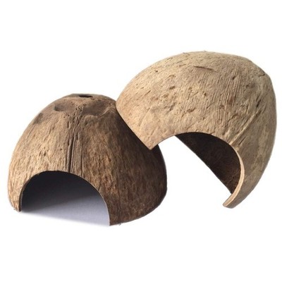 2 PCS Natural Coconut Reptile Hideouts Lizard Coco Hut Hermit Crab Hut Aquarium